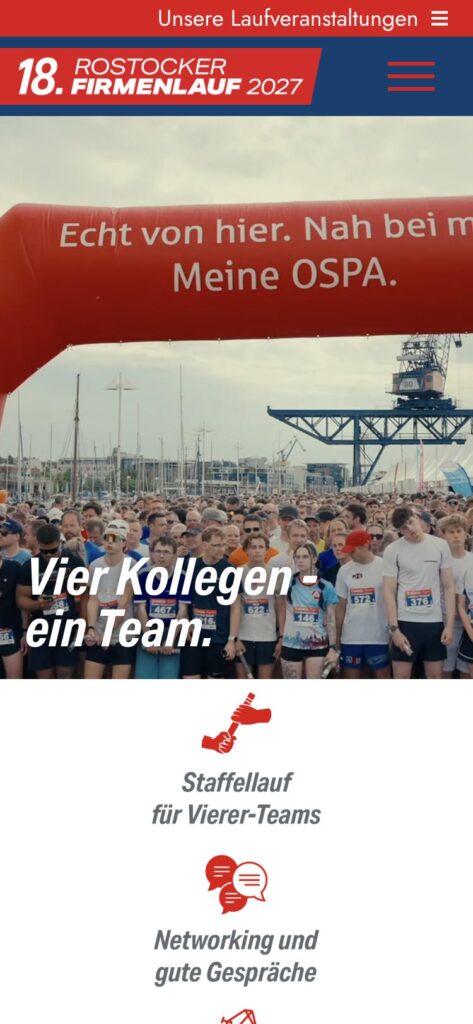 Mobile Ansicht der Webseite Rostocker Firmenlauf
